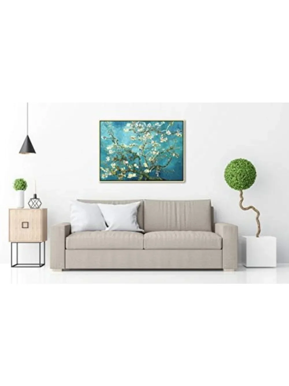 Framed Almond Blossom Floral Giclee Canvas Art - Van Gogh Inspired Wall Decor